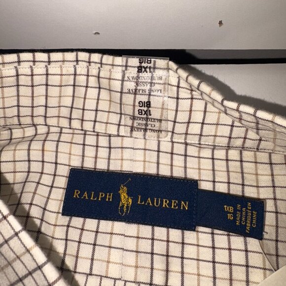 NEW NWT Polo Ralph Lauren Long Sleeve Classic Button Down Shirt 1XB Beige Brown - Picture 3 of 9